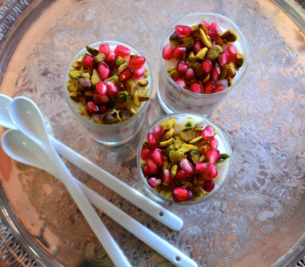 Uniquely flavored  Vegan Rose Water Almond Milk Pudding a true treat, any time of the year. #Rosh Hashanah #recipe #rose water #Pudding #vegan #Parve